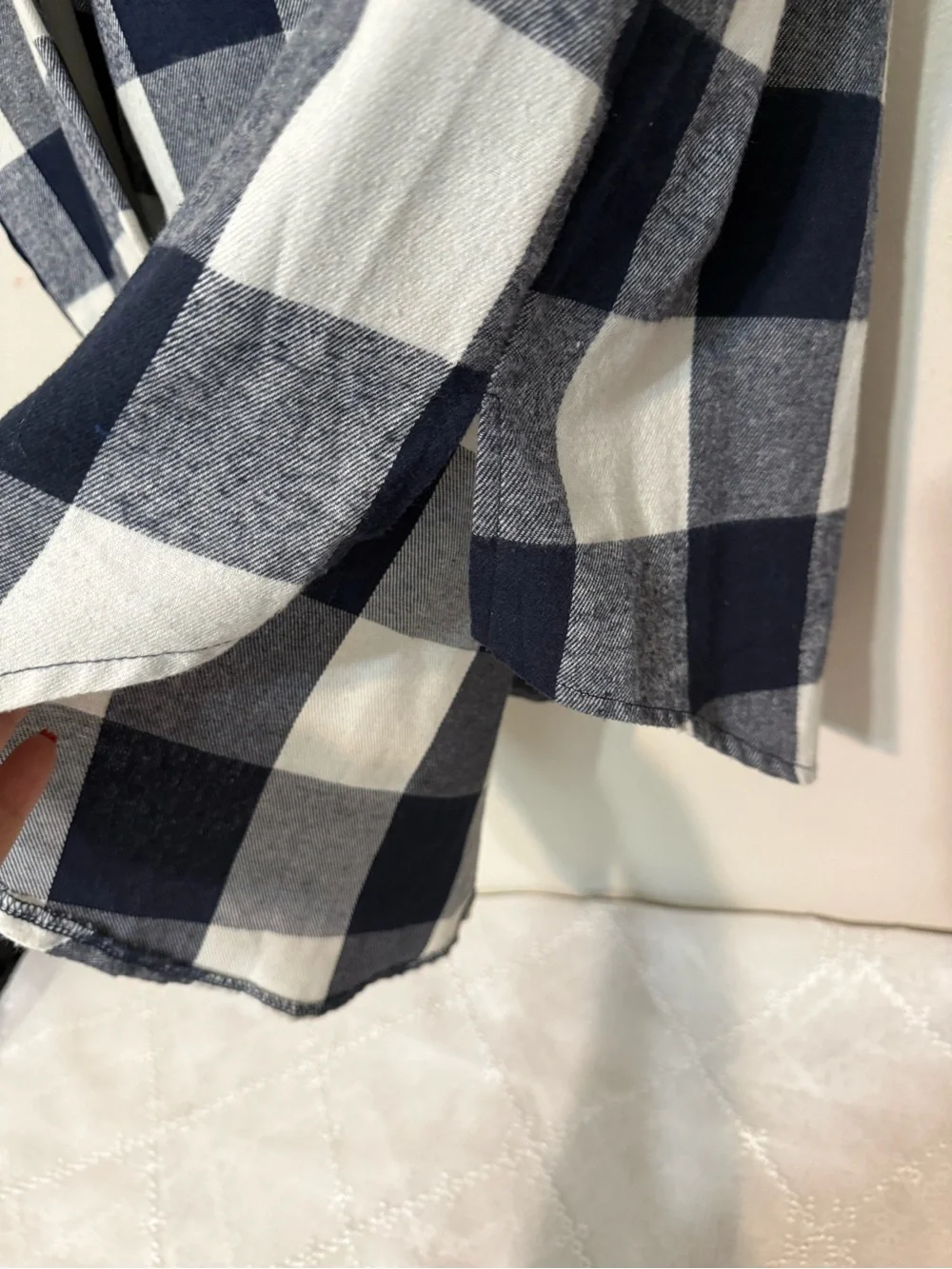 Black and White Buffalo Plaid Button-Down Tunic Top - Picture 6 of 7